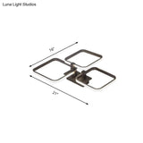 Sleek Brown Led Semi Flush Light With Multi - Square Design - Simplicity 3/5 Lights Acrylic Ceiling