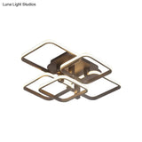 Sleek Brown Led Semi Flush Light With Multi - Square Design - Simplicity 3/5 Lights Acrylic Ceiling