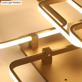 Sleek Brown Led Semi Flush Light With Multi - Square Design - Simplicity 3/5 Lights Acrylic Ceiling