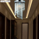 Sleek Chrome Finish Crystal Flush Mount Ceiling Light - Contemporary Corridor Spiral Design