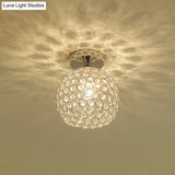 Sleek Chrome Globe Ceiling Mounted Light Fixture: Elegant 1 - Head K9 Crystal Semi Flush