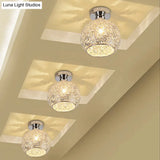 Sleek Chrome Globe Ceiling Mounted Light Fixture: Elegant 1 - Head K9 Crystal Semi Flush