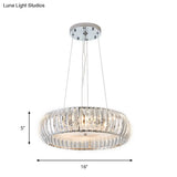 Sleek Chrome Led Doughnut Chandelier With Crystal Prisms - Simplicity Collection