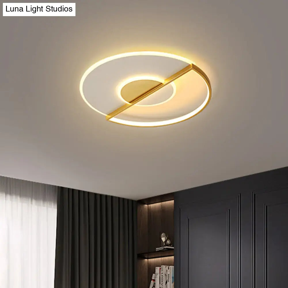 Sleek Circle Led Ceiling Lamp In Super-Thin Design Minimalist Acrylic Gold Flush-Mount Light With