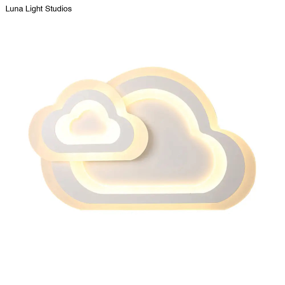 Sleek Cloud Ceiling Light: Acrylic White Led Mount For Baby Room