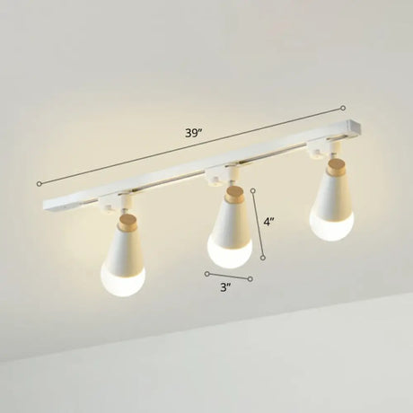 Sleek Cone Spotlight Track Lighting: Macaron Metal Semi-Flush Mount Light For Corridors 3 / White