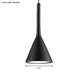 Sleek Conical Pendant Light - Iron Simple Style Monochrome Dining Table Lamp