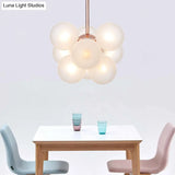 Sleek Copper Ceiling Mounted Globe Semi Flush Light With Minimalist White/Green/Blue Glass – 9