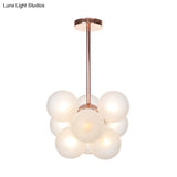 Sleek Copper Ceiling Mounted Globe Semi Flush Light With Minimalist White/Green/Blue Glass – 9