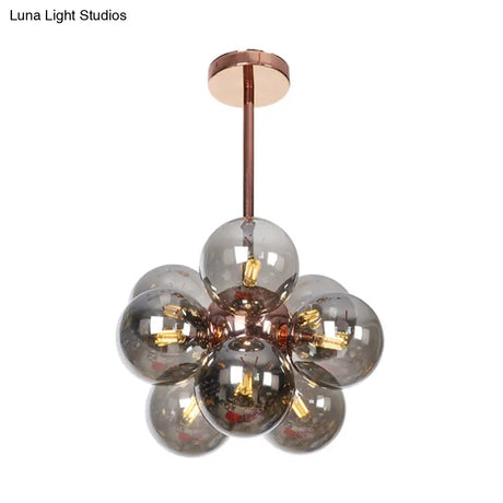 Sleek Copper Ceiling Mounted Globe Semi Flush Light With Minimalist White/Green/Blue Glass – 9