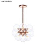 Sleek Copper Ceiling Mounted Globe Semi Flush Light With Minimalist White/Green/Blue Glass – 9