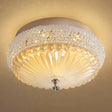 Sleek Crystal Beaded Led Flush Mount Ceiling Lamp - 14’/18’ Wide White/Warm Light White / 14’