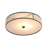Sleek Crystal Drum Ceiling Mount Light Fixture - 14/21.5 W White 3/5 Lights Ideal For Bedroom