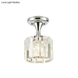 Sleek Crystal Kitchen Flush Light: Spiral Cone Cylinder Design With Chrome Finish
