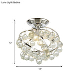 Sleek Crystal Kitchen Flush Light: Spiral Cone Cylinder Design With Chrome Finish