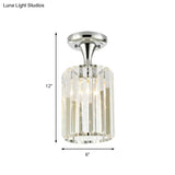 Sleek Crystal Kitchen Flush Light: Spiral Cone Cylinder Design With Chrome Finish