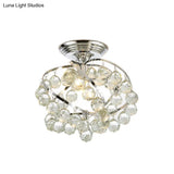 Sleek Crystal Kitchen Flush Light: Spiral Cone Cylinder Design With Chrome Finish