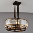 Sleek Crystal Rectangle 5-Light Coffee Ceiling Fixture - Round Semi Flush Mount For Modern Décor