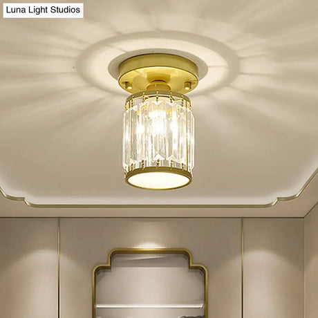 Sleek Crystal Semi Flush Mount Ceiling Light For Foyer - Round/Square Shape Small Size 1 Bulb