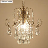 Sleek Crystal Strand Hanging Ceiling Light - Black/Gold Finish