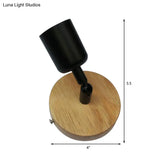 Sleek Cup-Shaped Mini Wall Lamp Minimalist Wood & Metal Fixture Light In Black