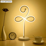 Sleek Curve Led Table Lamp For Living Room Nightstand - Simplicity Style Metallic Finish