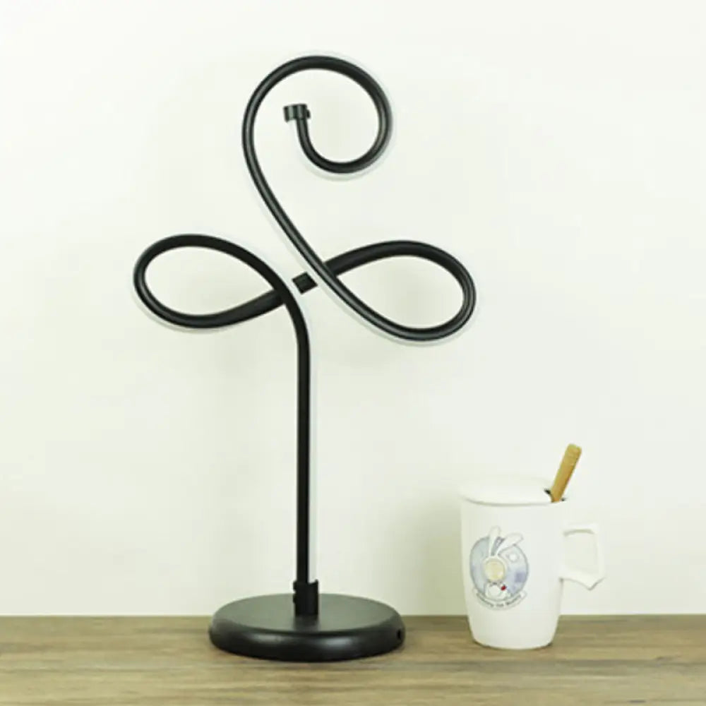Sleek Curve Led Table Lamp For Living Room Nightstand - Simplicity Style Metallic Finish Black / D