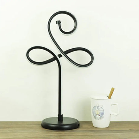 Sleek Curve Led Table Lamp For Living Room Nightstand - Simplicity Style Metallic Finish Black / D