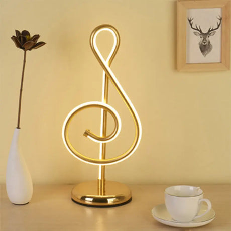 Sleek Curve Led Table Lamp For Living Room Nightstand - Simplicity Style Metallic Finish Gold / C