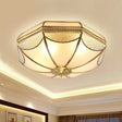 Sleek Dome Shaped Flush Mount Light With Simplicity Brass Finish Water And Frost Glass Flushmount 3