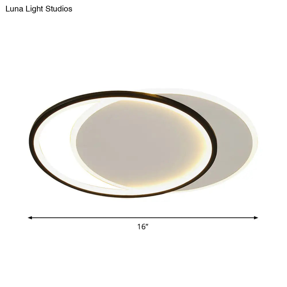 Sleek Dual Flush Mount Simplicity Acrylic Black Led Ceiling Light - Warm/White Lighting