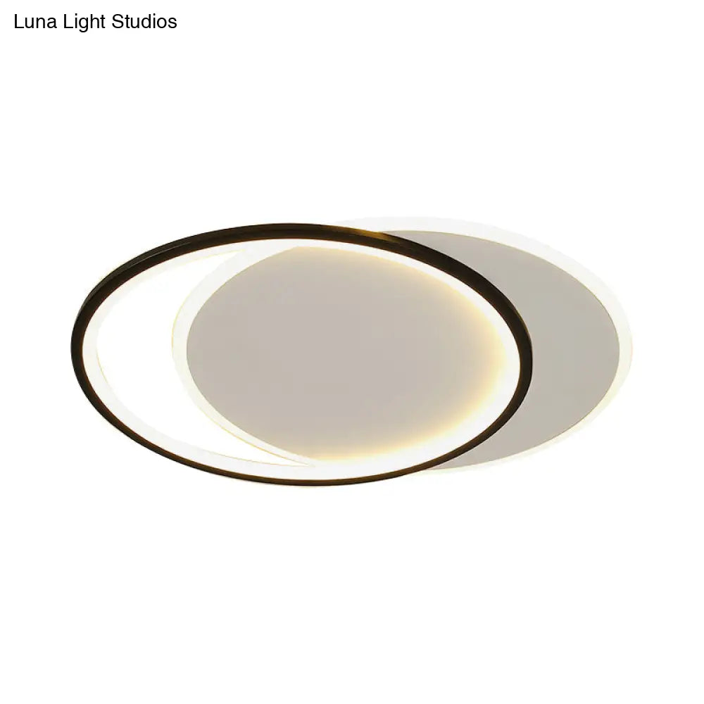 Sleek Dual Flush Mount Simplicity Acrylic Black Led Ceiling Light - Warm/White Lighting