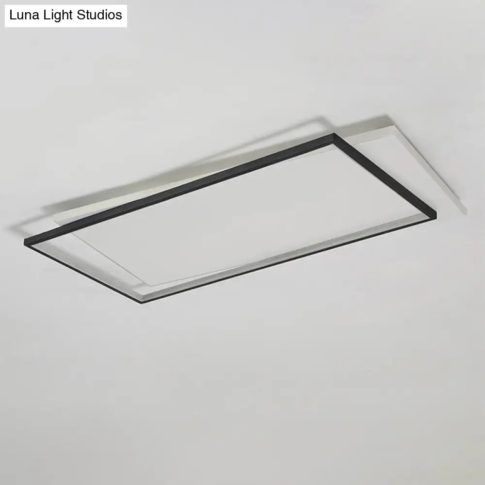 Sleek Dual Flush Mount Simplicity Acrylic Black Led Ceiling Light - Warm/White Lighting