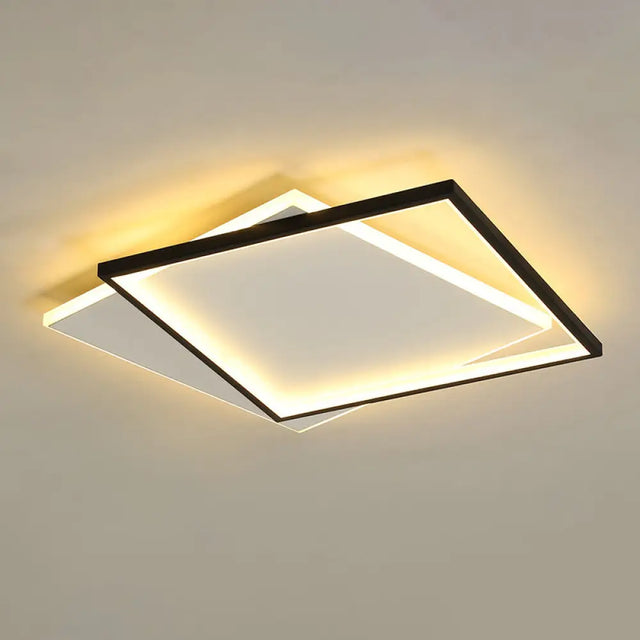Sleek Dual Flush Mount Simplicity Acrylic Black Led Ceiling Light - Warm/White Lighting