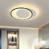 Sleek Dual Flush Mount Simplicity Acrylic Black Led Ceiling Light - Warm/White Lighting / White