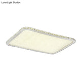 Sleek Geometric Led Ceiling Lamp With Rounded Corners - Crystal Inlaid Flush Mount Light