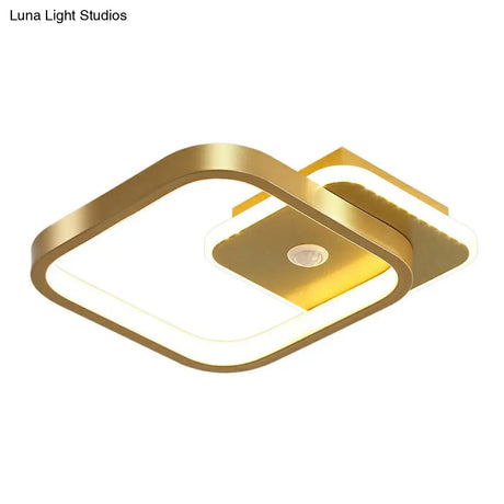 Sleek Geometric Led Ceiling Light - Minimalist Metal Flush Mount Fixture For Corridors