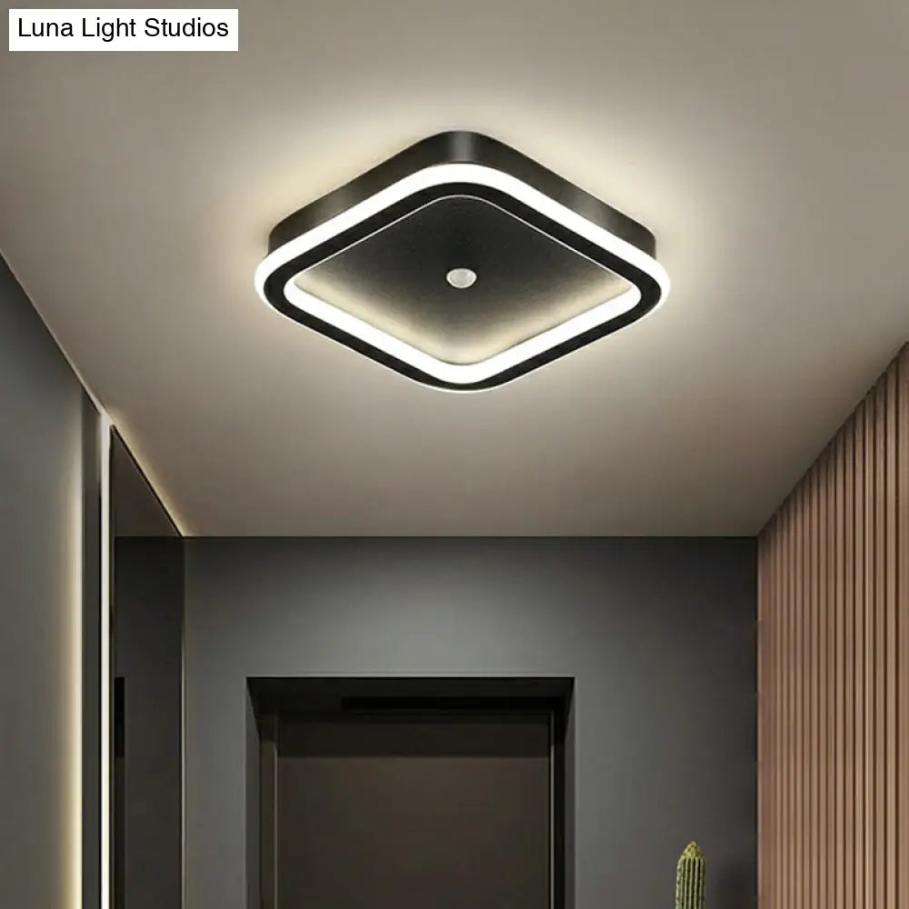 Sleek Geometric Led Ceiling Light - Minimalist Metal Flush Mount Fixture For Corridors