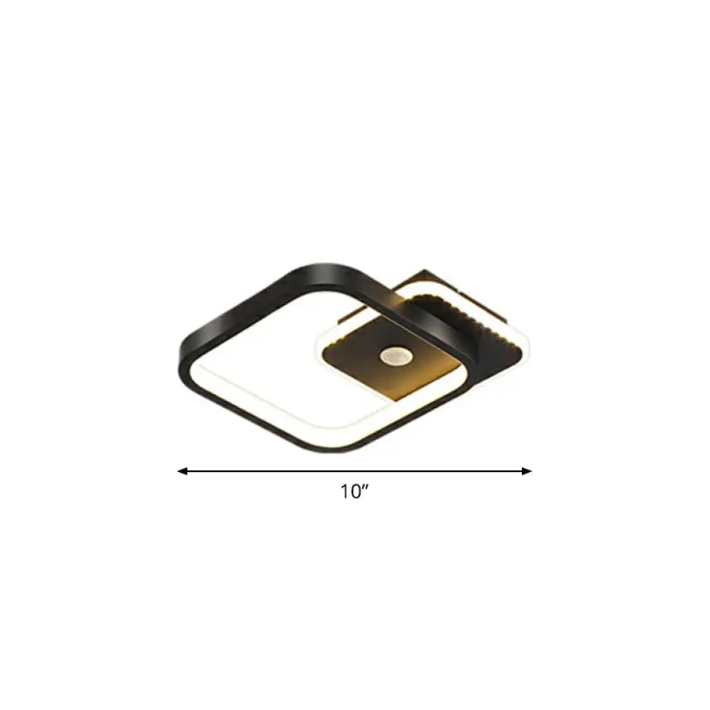 Sleek Geometric Led Ceiling Light - Minimalist Metal Flush Mount Fixture For Corridors Black /
