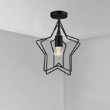 Sleek Geometric Metal Semi-Flush Ceiling Light Fixture Black / Star