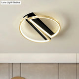 Sleek Geometrical Flush Ceiling Light In Black - Gold Finish - Simplicity Acrylic Flushmount For