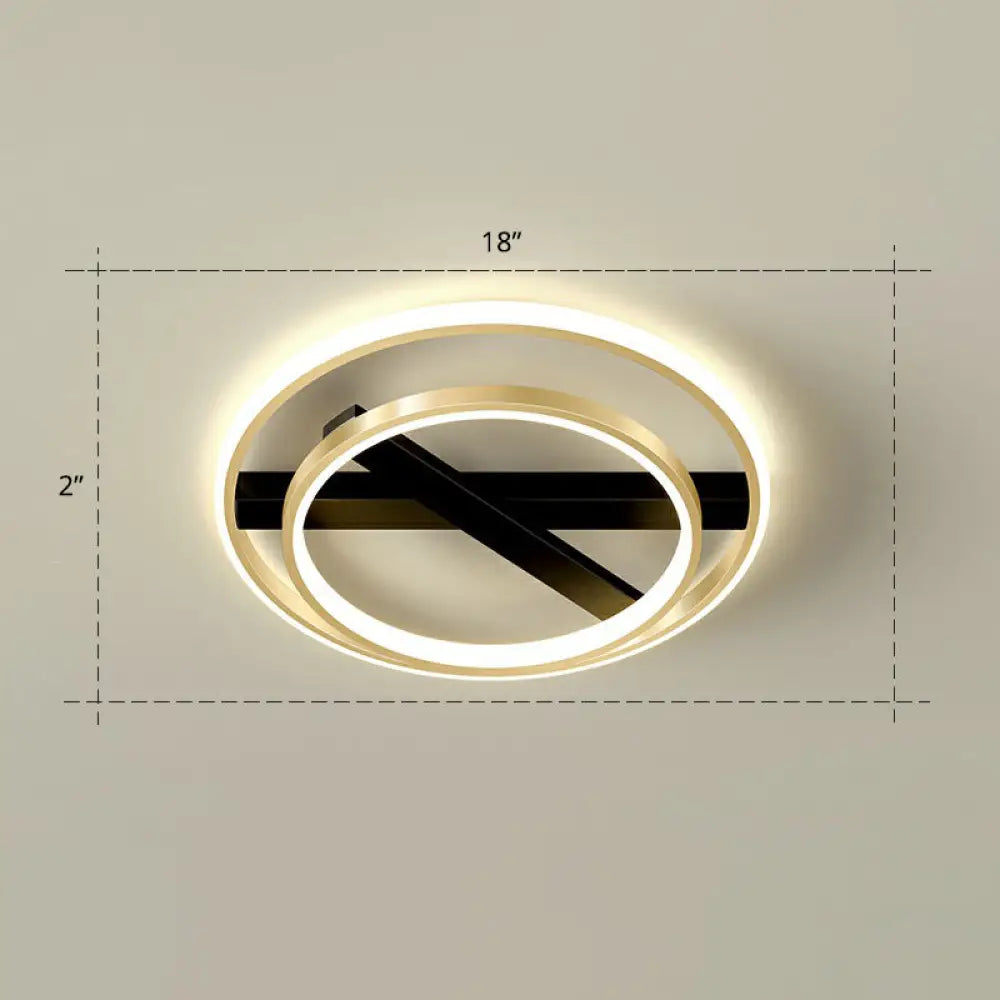 Sleek Geometrical Flush Ceiling Light In Black - Gold Finish - Simplicity Acrylic Flushmount For