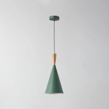 Sleek Geometry Pendant Light Kit With Wood Cork Accent - Ideal For Dining Room Green / A