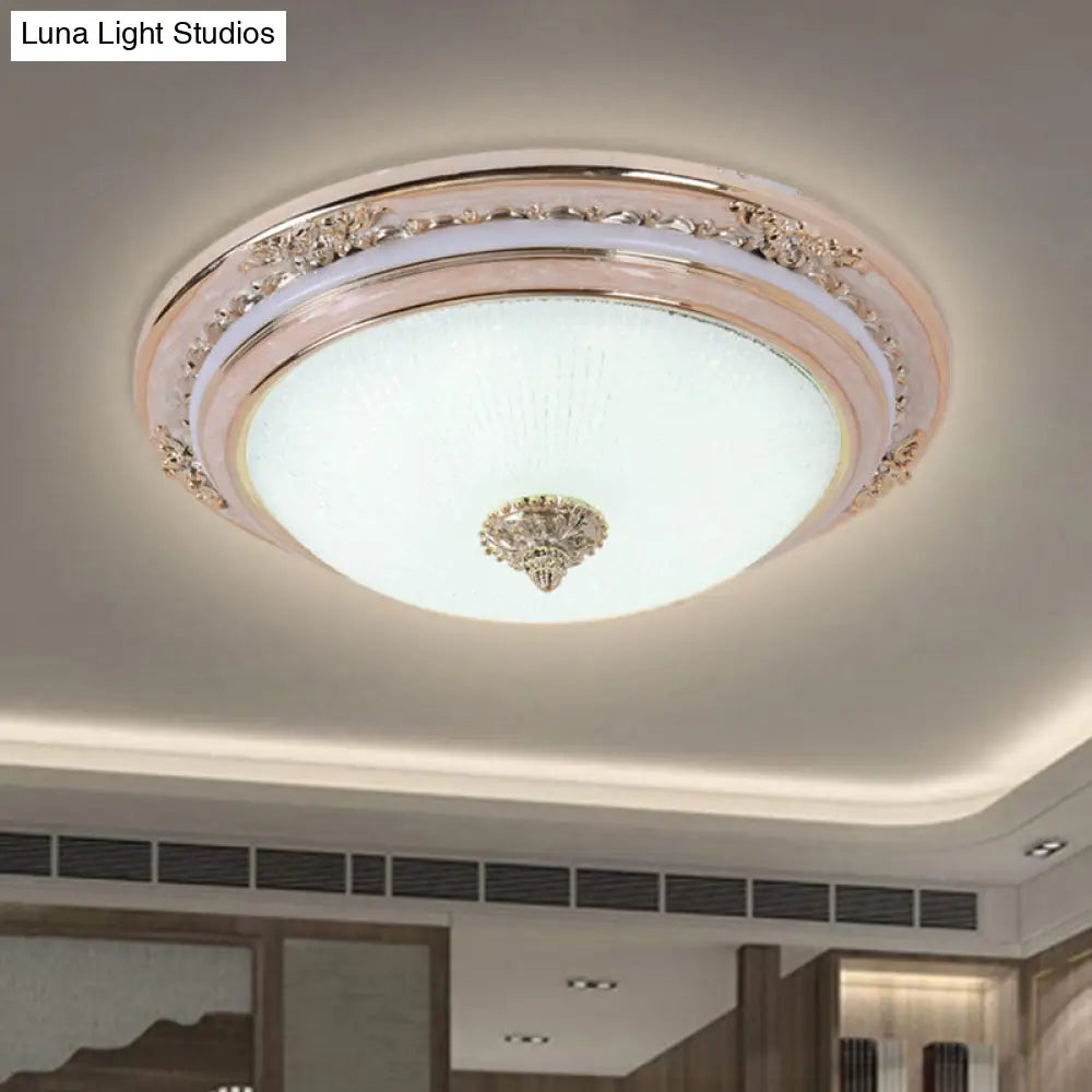 Sleek Glass Apricot Ceiling Lamp - Led Flush Mount Light Bowl - Shape Simplicity 14’/16’/19.5’ Dia