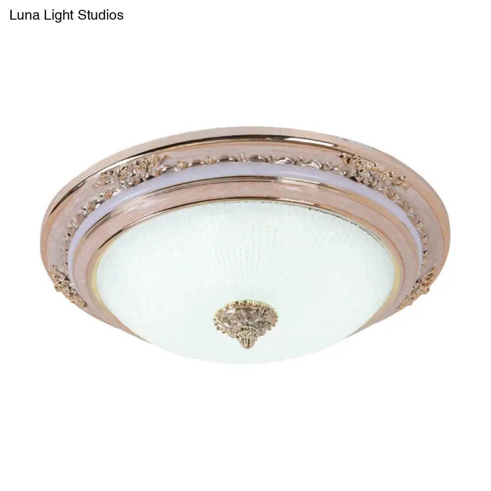 Sleek Glass Apricot Ceiling Lamp - Led Flush Mount Light Bowl - Shape Simplicity 14’/16’/19.5’ Dia