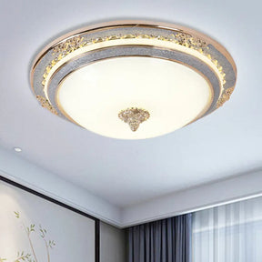 Sleek Glass Apricot Ceiling Lamp - Led Flush Mount Light Bowl - Shape Simplicity
