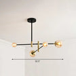 Sleek Glass Chandelier With Adjustable Rod Arm – Stylish Bedroom Lighting Fixture 4 / Amber