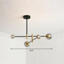 Sleek Glass Chandelier With Adjustable Rod Arm – Stylish Bedroom Lighting Fixture 4 / Smoke Gray