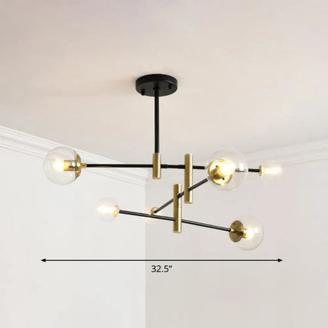 Sleek Glass Chandelier With Adjustable Rod Arm – Stylish Bedroom Lighting Fixture 6 / Clear
