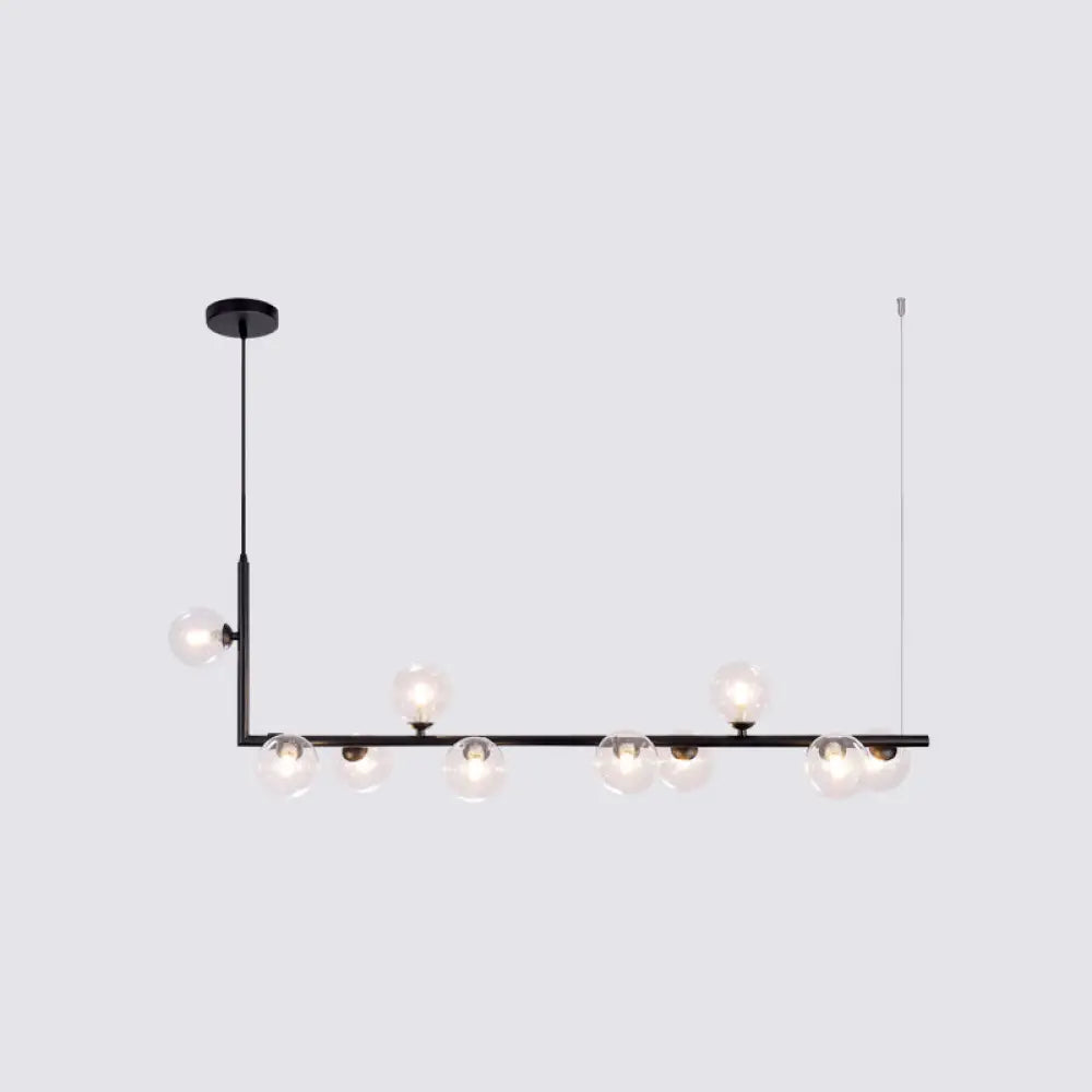 Sleek Glass Pendant Light For Dining Room With Hanging Island Design 10 / Black Clear